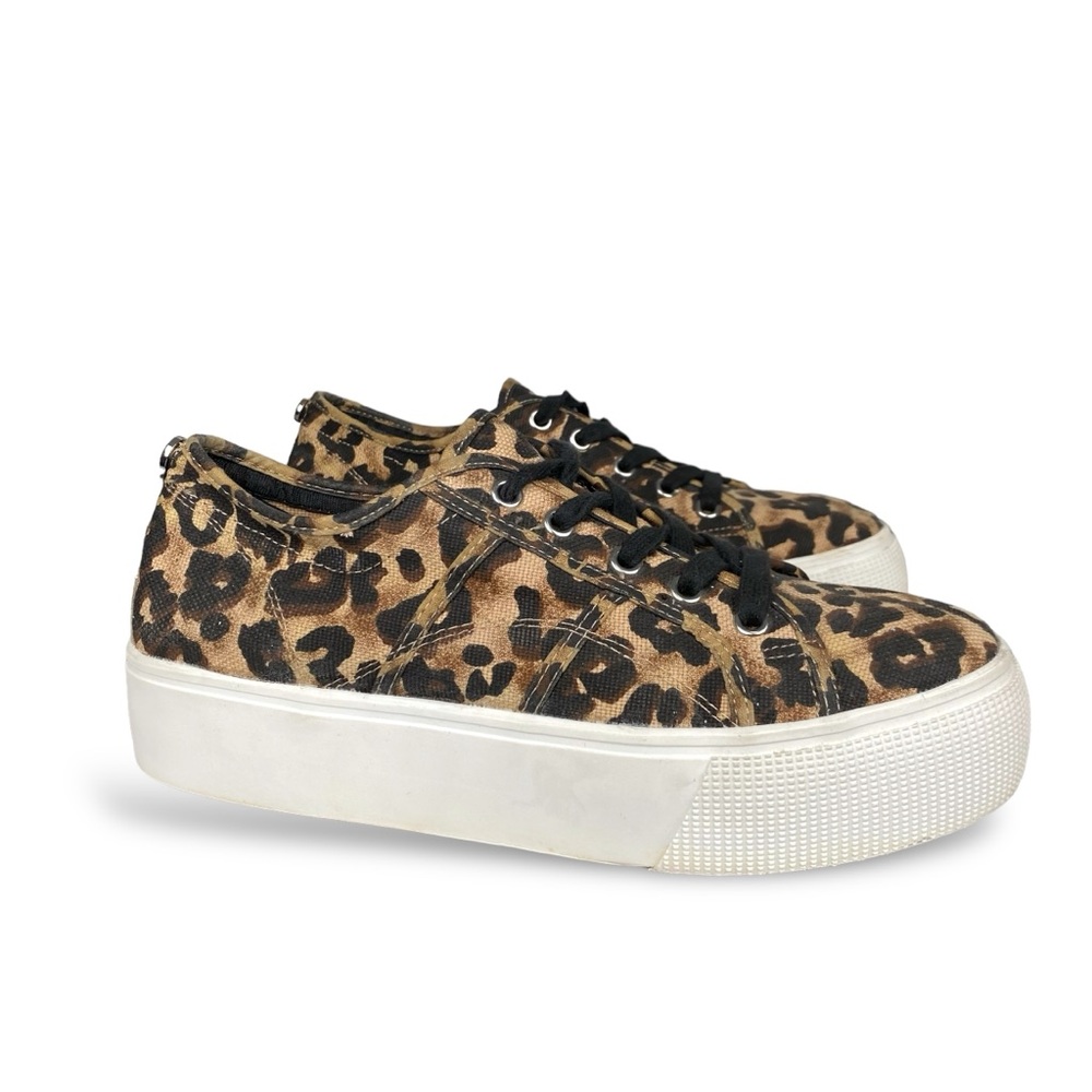 Steve Madden Chunky Sneaker Leopard Animal Print Platform Emmi Canvas Shoe